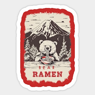 Mountain Ramen Bear A Delight for Ramen Fans! Sticker